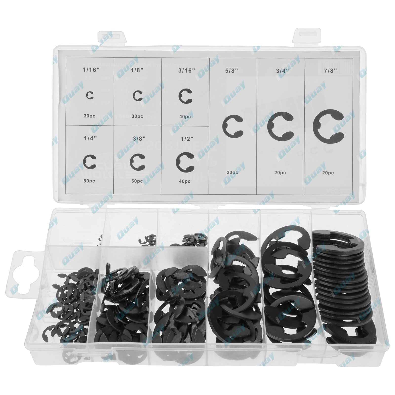 300pc E-Clip Assortment Kit 9 Popular Sizes: 1/16